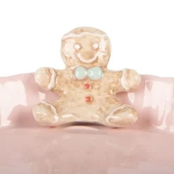 Decoratie schaal gingerbread man roze 23*7