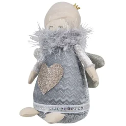 Decoratie stoffen engel grijs/blauw