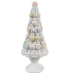 Decoratie taart macarons pastel/wit 12*30