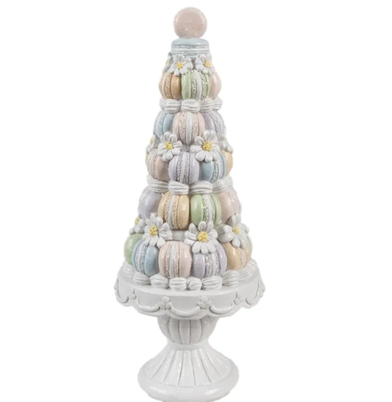Decoratie taart macarons pastel/wit 12*30