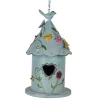 Decoratie vogelhuis bloemen en vlinders 16*19*29