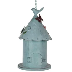 Decoratie vogelhuis bloemen en vlinders 16*19*29