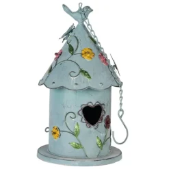 Decoratie vogelhuis bloemen en vlinders 16*19*29
