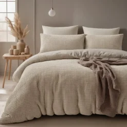 Dekbedovertrek Teddy Check taupe 240*200/220