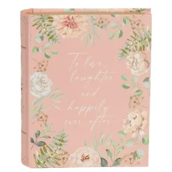 Doos in boekvorm bloemen roze 17*14