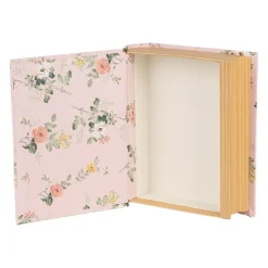 Doos in boekvorm bloemetjes roze 17*14