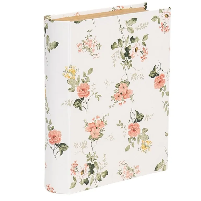 Doos in boekvorm bloemetjes wit 17*14