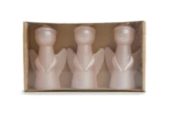 Doosje met 3 kaarsen engeltjes roze