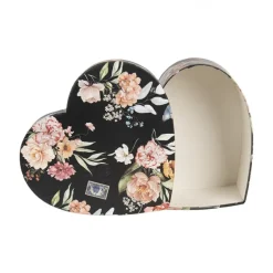 Dozenset (3) zwart/gebloemd hartvorm