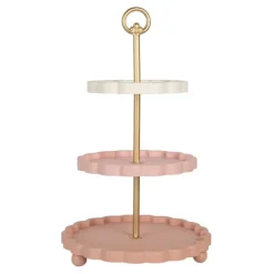 Etagère 3-laags roze/goud 30*50