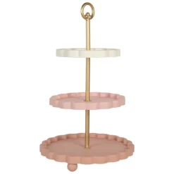 Etagère 3-laags roze/goud 30*50