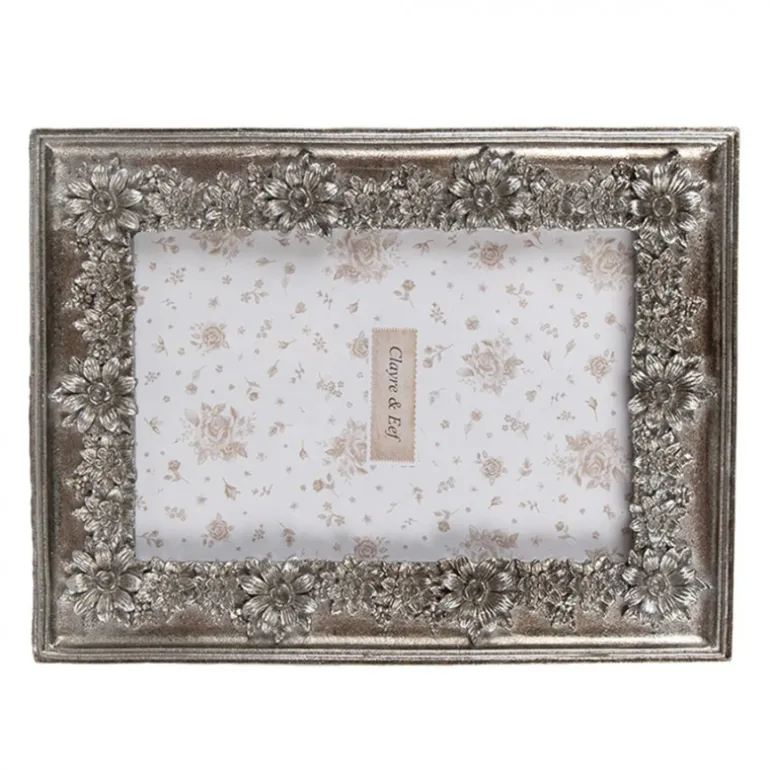 Fotolijst met bloemen oudzilverkleur 10*15