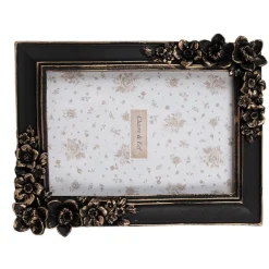 Fotolijst met bloemen zwart/goud 10*15