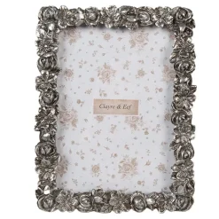 Fotolijst met bloemenrand zilverkleur 13*18