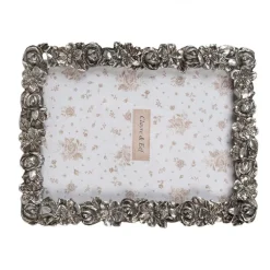 Fotolijst met bloemenrand zilverkleur 13*18
