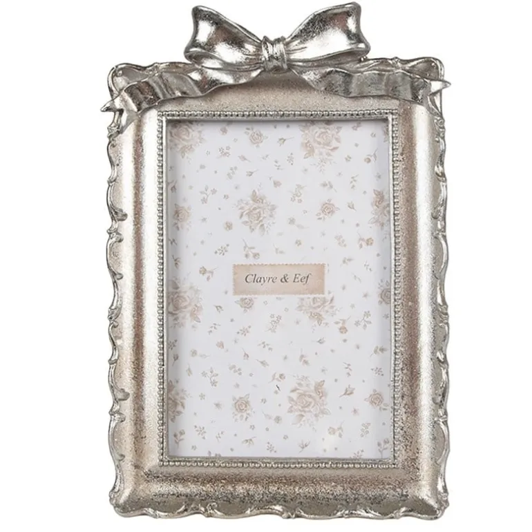 Fotolijst met strik matzilver 10*15