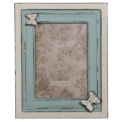 Fotolijst turquoise/wit vlinders 13*18
