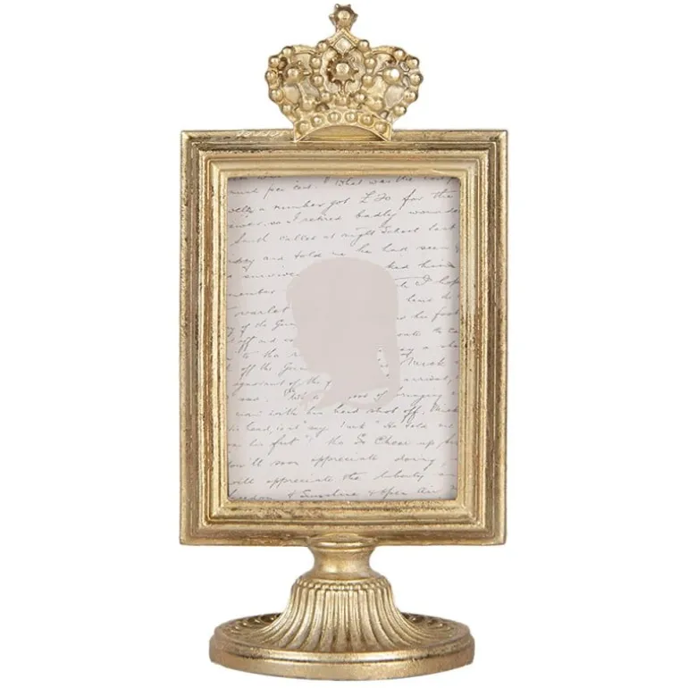 Fotolijstje op voet kroon goudkleur 7*9