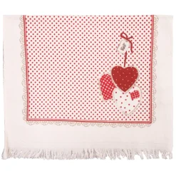 Gastendoekje hartjes rood/wit