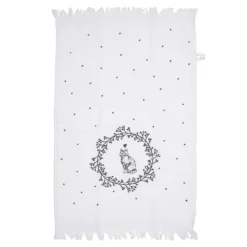 Gastendoekje wit/grijs kat model 1