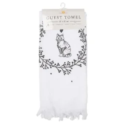 Gastendoekje wit/grijs kat model 1