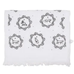 Gastendoekje wit/grijs kat model 2