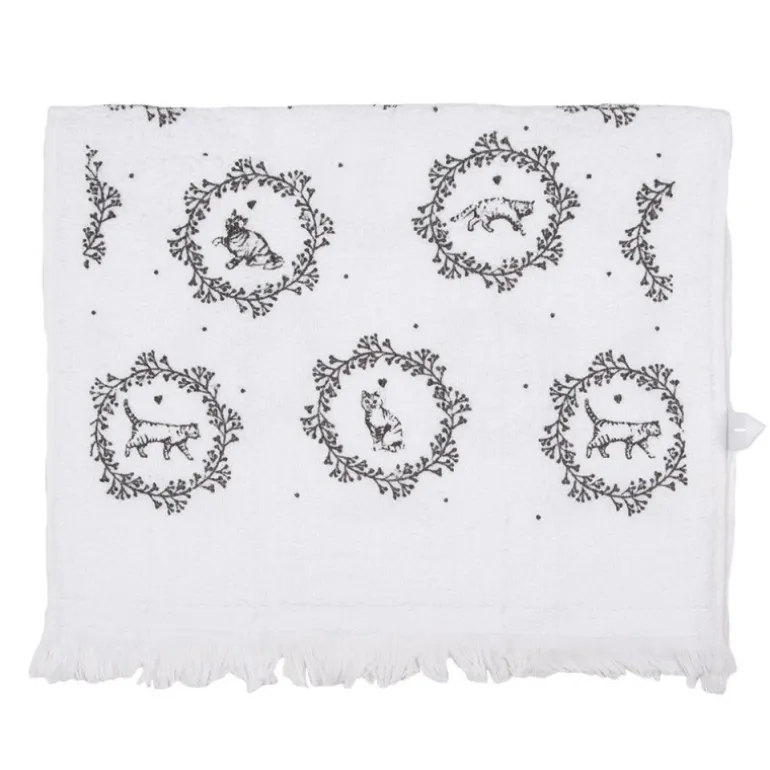 Gastendoekje wit/grijs kat model 2