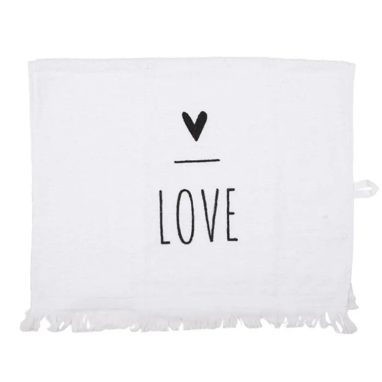 Gastendoekje wit/zwart LOVE