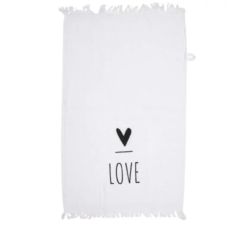 Gastendoekje wit/zwart LOVE