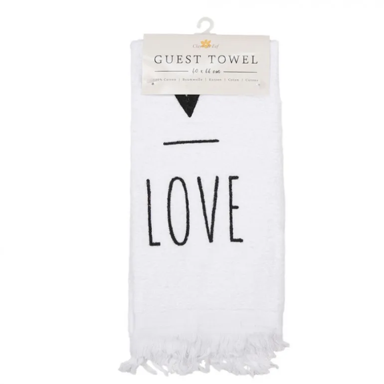 Gastendoekje wit/zwart LOVE