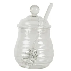 Glazen honingpot met deksel