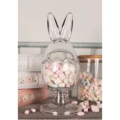 Glazen voorraadpot op voet met oren 9*22 leeg of gevuld