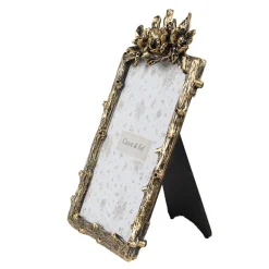 Goudkleurige ijzeren fotolijst bloemen 9*13