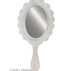 Handspiegel bloem grijs