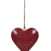 Hangend metalen hart sterretjes rood 10 cm