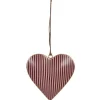 Hangend metalen hart streep rood 10 cm