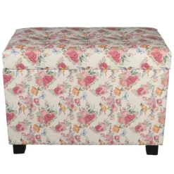 Hocker / opbergkist vintage gebloemd L