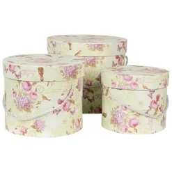 Hoedendoos set (3) groen bloemen en vlinders