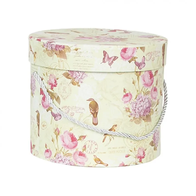 Hoedendoos set (3) groen bloemen en vlinders