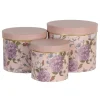 Hoedendoos set van 3 gebloemd roze