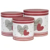 Hoedendoos set van 3 hartje rood/wit