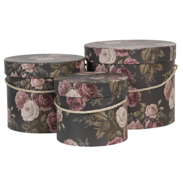 Hoedendoos set van 3 Romantic Roses