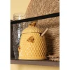 Honingpot met houten lepel geel