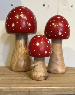 Houten decoratie paddenstoel (S)