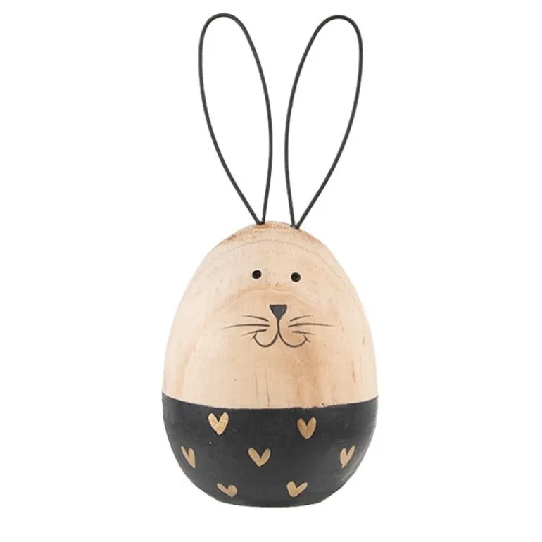 Houten ei konijn zwart 6*14