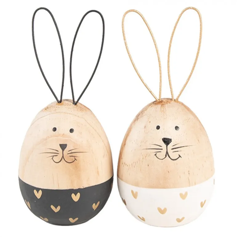 Houten ei konijn zwart 6*14