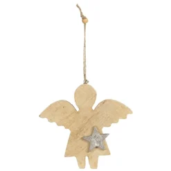 Houten hanger engel met ster (M)