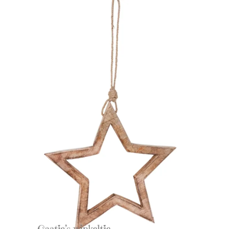 Houten hanger ster open 27cm
