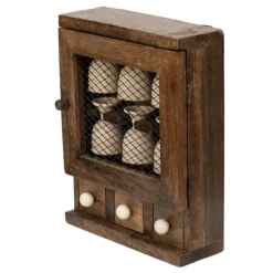 Houten kastje met 6 eierdopjes 23*9*30