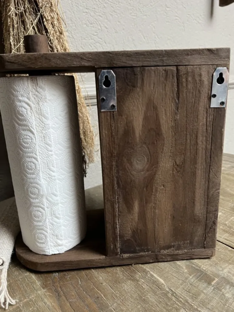 Houten keukenrolhouder met 3 laadjes 33*31*14